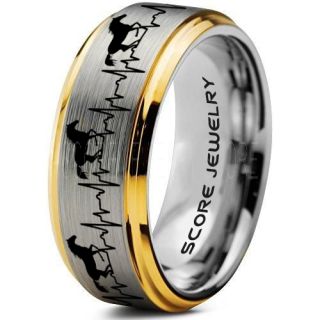 Mustang Ring, Horse Ring, Mustang Heartbeat Ring, Equestrian Ring, Horse Lovers Ring, Western Ring, Cowboys Ring, Silver Tungsten Ring, Silver Wedding Band, Horse Wedding Ring