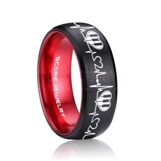 Music Ring, Music Heartbeat Ring, Music Sheet Ring, Music Jewelry, Piano Ring, Black Tungsten Ring, Black Ring, Black Wedding Band, Treble Clef Note Ring, Music Notes Ring