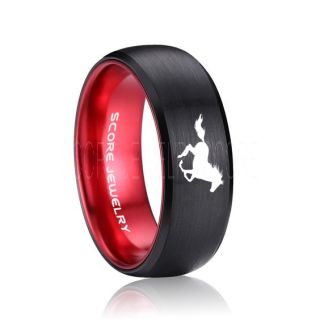 Mustang Ring, Horse Ring, Mustang Band, Equestrian Ring, Horse Lovers Ring, Western Ring, Cowboys Ring, Black Tungsten Ring, Black Wedding Band, Horse Wedding Ring