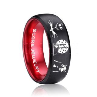 Jack and Sally Ring, Jack and Sally Wedding Band, We're Simply Meant To Be Ring, Black Tungsten Ring, Black Tungsten Wedding Band, Jack and Sally Wedding Ring