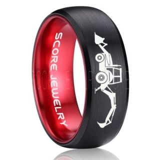 Backhoe Ring, Excavator Ring, Tractor Ring, Construction Machinery Ring, Backhoe Jewelry, Excavation Machinery Ring, Bulldozer Ring, Black Tungsten Wedding Ring, Black Tungsten Ring