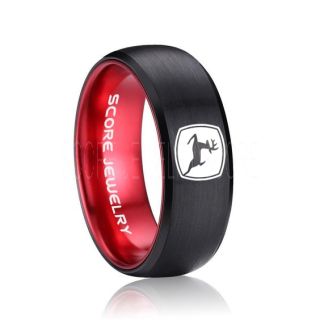 John Deere Ring, Farmer Ring, Agriculture Ring, Construction Machinery Ring, John Deere Jewelry, John Deere Machinery Ring, Farmer Tungsten Wedding Ring, Black Tungsten Ring