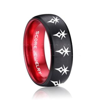 Final Fantasy Ring, Final Fantasy Jewelry, Dark Knight Ring, Gamer Ring, Final Fantasy Wedding Ring, Final Fantasy Wedding Band, Black Tungsten Ring, Black Wedding Band