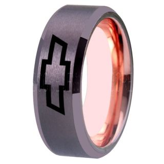Chevrolet Ring, Chevy Ring, Bowtie Ring, Gunmetal Chevy Bowtie Ring, Chevy Wedding Ring, Chevy Wedding Band, Chevrolet Wedding Ring, Chevrolet Wedding Band