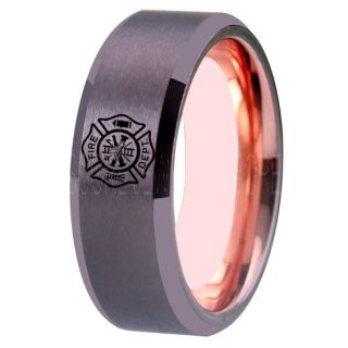 Fire Department Ring, Fireman Ring, Fireman Jewelry, Gunmetal Tungsten Band, Gunmetal Tungsten Wedding Band, Firefighter Ring, Fire Department Tungsten Ring