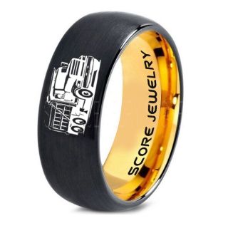 Dump Truck Ring, Truck Driver Ring, Trucker Ring, Black Tungsten Ring, Trucker Jewelry, Truck Driver Wedding Band, Black Tungsten Band, Black Wedding Ring