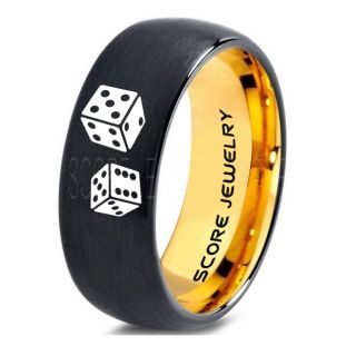 Craps Ring, Dice Ring, Dice Jewelry, Dice Wedding Ring, Poker Ring, Gaming Ring, Casino Ring, Joker Ring, Black Wedding Band, Black Tungsten Ring