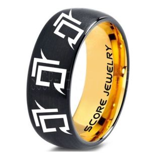 Final Fantasy Ring, Final Fantasy Jewelry, Astrologian Ring, Gamer Ring, Final Fantasy Astrologian Wedding Ring, Final Fantasy Wedding Band, Black Tungsten Ring, Black Wedding Band