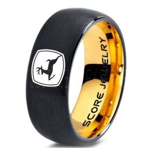 John Deere Ring, Farmer Ring, Agriculture Ring, Construction Machinery Ring, John Deere Jewelry, John Deere Machinery Ring, Farmer Tungsten Wedding Ring, Black Tungsten Ring