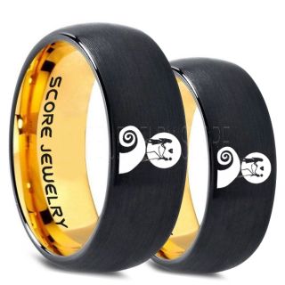 Jack and Sally Rings, Jack and Sally Wedding Bands, Black Tungsten Rings, Black Tungsten Wedding Bands, Jack and Sally Wedding Rings