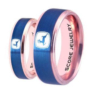 John Deere Rings, Farmer Rings, Agriculture Rings, Construction Machinery Rings, John Deere Jewelry, 2 Piece Couple Set John Deere Machinery Rings, Farmer Tungsten Wedding Rings, Rose Gold Tungsten Rings