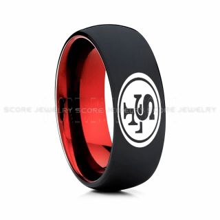 49ers Ring, 49ers Wedding Ring, 49ers Wedding Band, Football Wedding Band, Football Jewelry