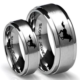 Mustang Rings, 2 Piece Couple Set Horse Rings, Mustang Bands, Equestrian Rings, Horse Lovers Rings, Western Rings, Cowboys Rings, Silver Tungsten Rings, Silver Wedding Bands, Horse Wedding Rings