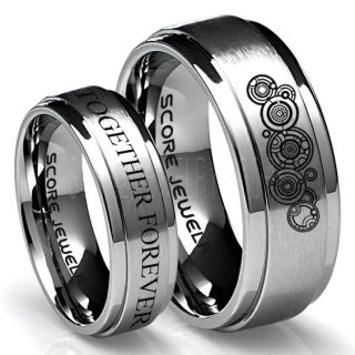 Doctor Who Rings, Doctor Who Wedding Rings, 2 Piece Couple Set Doctor Who Rings, Gallifreyan Rings, Doctor Who Jewelry, Doctor Who Wedding Bands, Doctor Who Wedding Rings