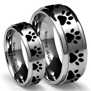 Cat Paw Rings, Kitten Rings, Kitten Paw Rings, Silver Cat Paws Rings, 2 Piece Couple Set Kitten Rings, Cat Paw Jewelry, Cat Paws Wedding Bands, Cat Lover Rings, Silver Tungsten Rings, Silver Wedding Bands, Cat Lover Jewelry