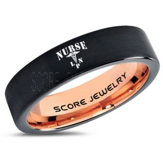Licensed Practical Nurse Ring, Nurse Ring, LPN Nurse Wedding Band, Career Ring, LPN Nurse Jewelry, Black Nurse Tungsten Ring, Black Wedding Band, Black Tungsten Wedding Band