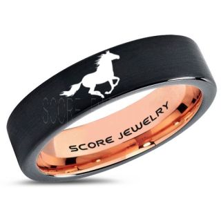 Mustang Ring, Horse Ring, Mustang Band, Equestrian Ring, Horse Lovers Ring, Western Ring, Cowboys Ring, Black Tungsten Ring, Black Wedding Band, Horse Wedding Ring