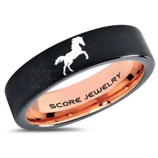 Mustang Ring, Horse Ring, Mustang Band, Equestrian Ring, Horse Lovers Ring, Western Ring, Cowboys Ring, Black Tungsten Ring, Black Wedding Band, Horse Wedding Ring