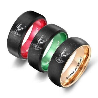 Bugs Bunny Ring, Bugs Bunny Wedding Ring, Bugs Bunny Wedding Band, Black Tungsten Ring, Black Ring, Black Wedding Band, Black Wedding Ring