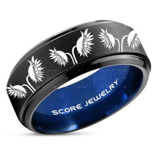 Sunflower Ring, Sunflower Jewelry, Sunflower Wedding Ring, Sunflower Wedding Band, Black Tungsten Ring, Black Wedding Band, Black Wedding Ring