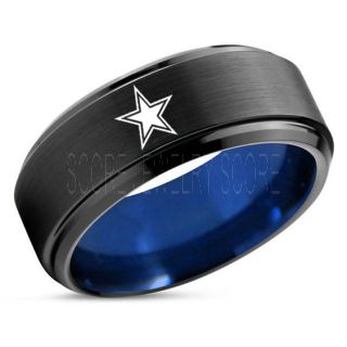 Texas Ring, Texas Football Ring, Dallas Ring, Football Ring, Black Tungsten Ring, Black Tungsten Wedding Ring, Black Wedding Ring, Dallas Football Ring, Dallas Football Wedding Ring