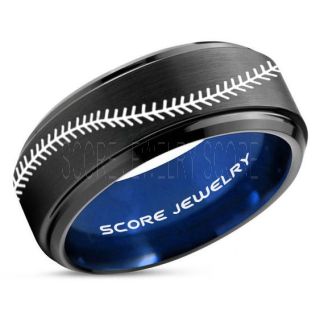 Baseball Ring, Baseball Stitch Pattern Ring, Black Tungsten Ring, Black Ring, Black Wedding Band, Black Wedding Ring, Baseball Stitch Ring, Black Wedding Band