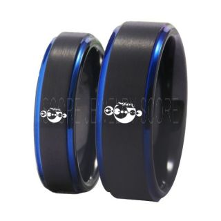 Star Trek Rings, Andorian Rings, Andorian Emprie Jewelry, 2 Piece Couple Set Star Trek Rings, Treky Rings, Star Trek Jewelry, Star Trek Wedding Bands, Star Trek Wedding Rings, Black Tungsten Bands