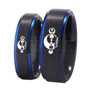 Star Trek Rings, Andorian Rings, Andorian Emprie Jewelry, 2 Piece Couple Set Star Trek Rings, Treky Rings, Star Trek Jewelry, Star Trek Wedding Bands, Star Trek Wedding Rings, Black Tungsten Bands