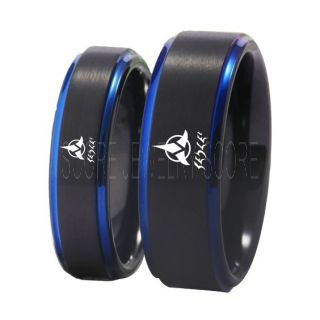 Star Trek Rings, Klingon Rings, Klingon Empire Jewelry, 2 Piece Couple Set Star Trek Rings, Treky Rings, Star Trek Jewelry, Star Trek Wedding Bands, Star Trek Wedding Rings, Black Tungsten Bands