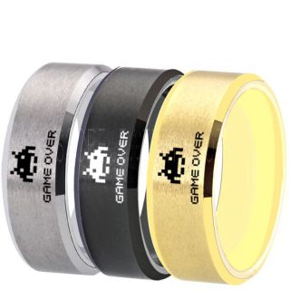 Player 1 Player 2 Rings, Retro Gamer Rings, Gamer Rings, Space Invaders Rings, Atari Rings, Nintendo Rings, Black Tungsten Rings, Black Wedding Bands, Couple Ring Set Gamer Rings