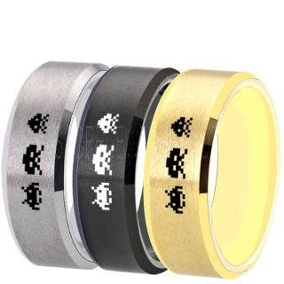 Player 1 Player 2 Rings, Retro Gamer Rings, Gamer Rings, Space Invaders Rings, Atari Rings, Nintendo Rings, Black Tungsten Rings, Black Wedding Bands, Couple Ring Set Gamer Rings