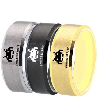 Player 1 Player 2 Rings, Retro Gamer Rings, Gamer Rings, Space Invaders Rings, Atari Rings, Nintendo Rings, Black Tungsten Rings, Black Wedding Bands, Couple Ring Set Gamer Rings