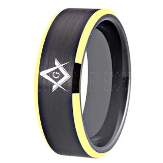 Freemason Ring, Freemason Jewelry, Freemasonry Jewelry, Tungsten Band, Tungsten Wedding Band, Freemasonry Ring, Square and Compasses Tungsten Ring