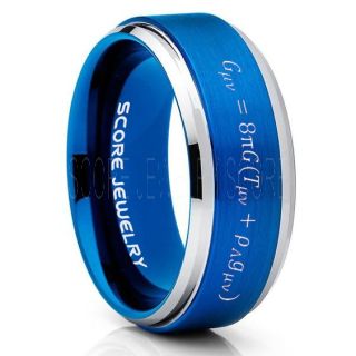 Einstein's General Theory of Relativity Equation Ring, General Relativity Ring, Science Ring, Science Jewelry, Teacher Ring, Teacher Jewelry, Blue Tungsten Ring