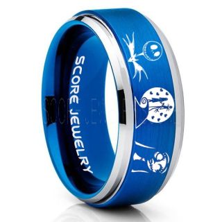 Jack and Sally Ring, Jack and Sally Wedding Band, We're Simply Meant To Be Ring, Blue Tungsten Ring, Blue Tungsten Wedding Band, Jack and Sally Wedding Ring