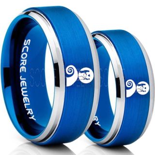 Jack and Sally Rings, Jack and Sally Wedding Bands, Blue Tungsten Rings, Blue Tungsten Wedding Bands, Jack and Sally Wedding Rings