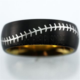 Baseball Ring, Baseball Stitch Pattern Ring, Black Tungsten Ring, Black Ring, Black Wedding Band, Black Wedding Ring, Baseball Stitch Ring, Black Wedding Band