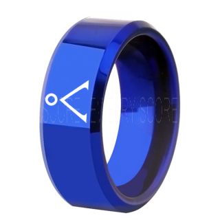 Stargate Ring, Stargate Earth Ring, Earth Ring, Stargate Jewelry, Stargate Wedding Band, Stargate Wedding Ring, Blue Tungsten Ring, Blue Wedding Ring