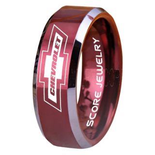Chevrolet Ring, Red Chevy Ring, Red Bowtie Ring, Red Chevy Bowtie Ring, Red Chevy Wedding Ring, Red Chevy Wedding Band, Red Chevrolet Wedding Ring, Chevrolet Wedding Band, Burgundy Ring, Burgundy Wedding Band