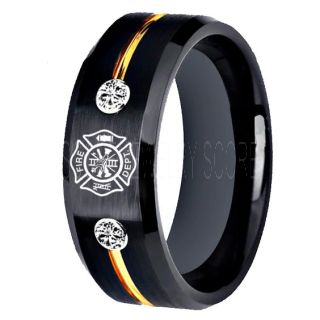 Fire Department Ring, Fireman Ring, Fireman Jewelry, Black Tungsten Band, Black Tungsten Wedding Band, Firefighter Ring, Fire Department Tungsten Ring