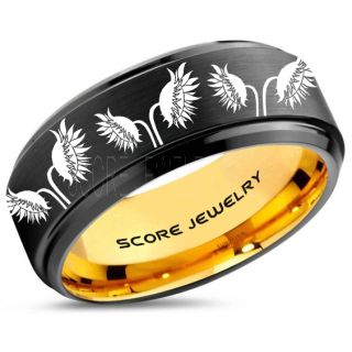 Sunflower Ring, Sunflower Jewelry, Sunflower Wedding Ring, Sunflower Wedding Band, Black Tungsten Ring, Black Wedding Band, Black Wedding Ring