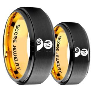 Jack and Sally Rings, Jack and Sally Wedding Bands, Black Tungsten Rings, Black Tungsten Wedding Bands, Jack and Sally Wedding Rings
