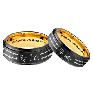 Jack and Sally Rings, Jack and Sally Wedding Bands, Black Tungsten Rings, Black Tungsten Wedding Bands, Jack and Sally Wedding Rings
