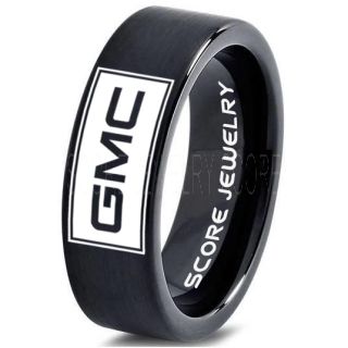 GMC Ring, GMC Truck Ring, Truck Ring, Trucker Ring, Pickup Truck Ring, GM Jewelry, Black Tungsten Ring, Black Tungsten Wedding Band, Black Wedding Band