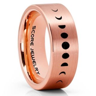 Moon Phases Ring, Moon Ring, Moon Jewelry, Astronomy Ring, Science Ring, Lunar Phases Ring, Lunar Jewelry, Teacher Ring, 14K Rose Gold Tungsten Ring