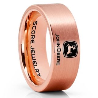John Deere Ring, Farmer Ring, Agriculture Ring, Construction Machinery Ring, John Deere Jewelry, John Deere Machinery Ring, Farmer Tungsten Wedding Ring, 14K Rose Gold Tungsten Ring