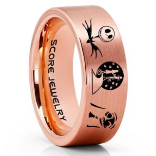 Jack and Sally Ring, Jack and Sally Wedding Band, We're Simply Meant To Be Ring, 14K Rose Gold Tungsten Ring, Rose Gold Tungsten Wedding Band, Jack and Sally Wedding Ring