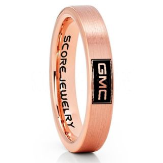 GMC Ring, GM Ring, Truck Ring, Trucker Ring, Pickup Truck Ring, GM Ring, 14K Rose Gold Tungsten Ring, Rose Gold Tungsten Wedding Band, Rose Gold Wedding Band