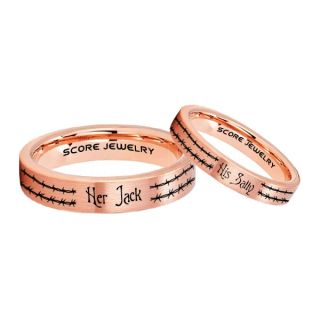 Jack and Sally Rings, Jack and Sally Wedding Bands, 14K Rose Gold Tungsten Rings, Rose Gold Tungsten Wedding Bands, Jack and Sally Wedding Rings, Matching Couple Rings