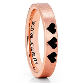 Legend of Zelda Ring, 8 Bit Hearts Ring, Zelda Wedding Ring, Zelda Wedding Band, Gamer Ring, 14K Rose Gold Tungsten Ring, Rose Gold Wedding Band, 8 Bit Hearts Zelda Ring
